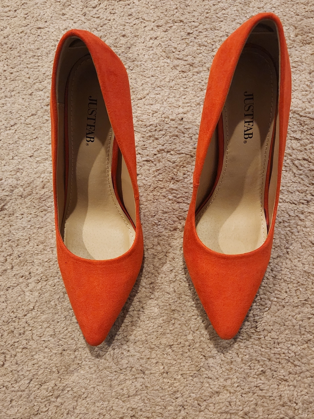 JustFab Bright Orange Pointed-Toe Heels